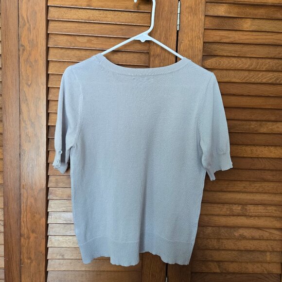 Christopher & Banks Knit Top Short Sleeve Grey/Silver T-Shirt Crew Neck Size S - Picture 2 of 6